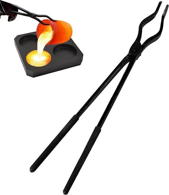 Nelyrho 16" Black Crucible Tongs for Metal Casting and Smelting