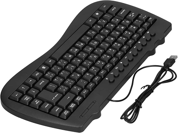 USB Wired Computer Keyboard, KB-301B 87 Keys Basic Keyboard, Multimedia English/Arabic Keyboard, Portable Mini Typewriter Keyboard, Universal for PC Laptop Arabic