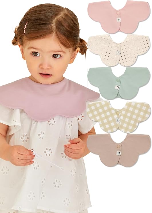 Konny Baby Bib 3/5/7-Pack Set, 360 Rotate, Soft and Absorbent Drooling for Toddler Boys Girls Baby Essentials