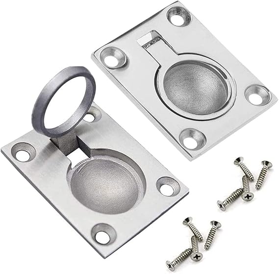 2 Pack Flush Ring Pull, Boat Hatch Pull Flush Lift, Stainless Steel Recessed Pull Handle Marine Yacht Drawer Door Handle