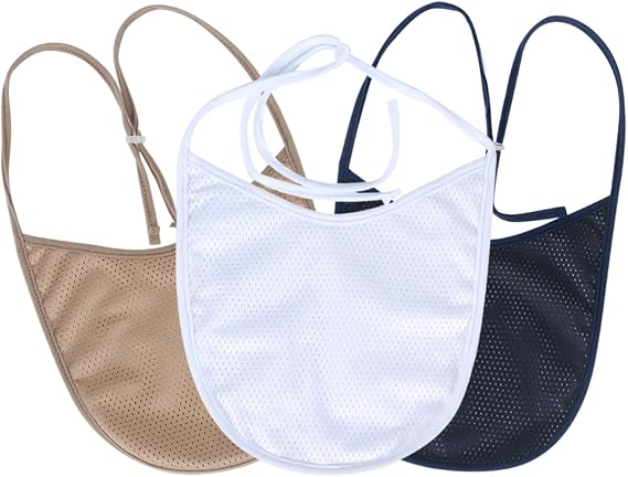 Tracheostomy Neck Stoma Cover,Breathable Laryngectomy Cover for Tracheotomy Care,Tracheal Care Supplies-Adjustable Neck Trachea Protector (White-Navy-Khaki-3PCS, Large)