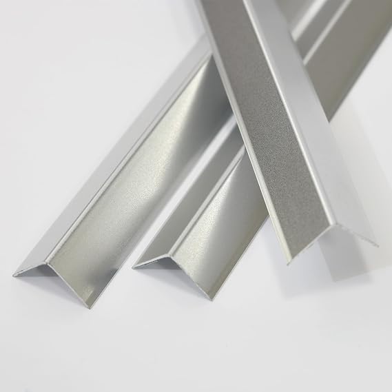 Coengwui Aluminum Corner Guards, Peel and Stick L-Shaped Molding Trim for Wall Table Door Frame Protection and Decoration (Matte Silver, 3Pcs x 2.9ft x 0.8in)