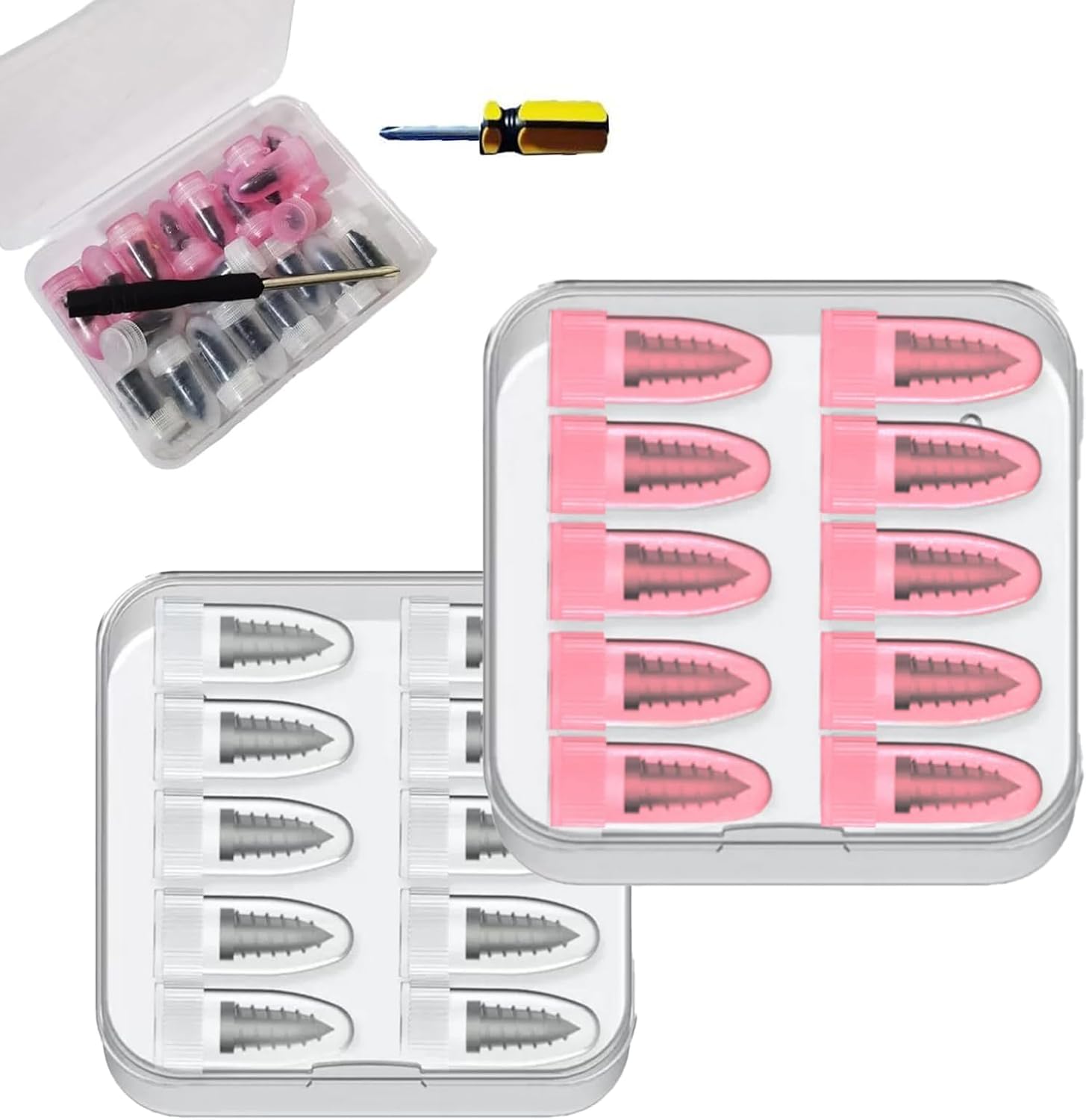 Vacuum Tire Mending Nail Kit,Tire Repair Rubber Nails Kit with 2 Sizes,Sufficientlg 60 PCS Tire Repair Rubber Nails Kit with Box and Screwdriver,Fast Self-Service Tire Repair Tools 20pcs