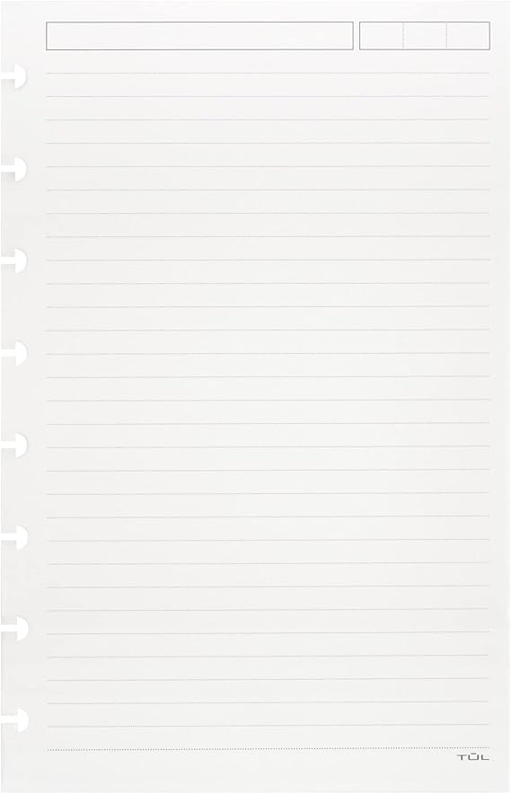 TUL Custom Note-Taking System Discbound Refill Pages, 5.5" x 8.5" Junior Size, Narrow Ruled, 100 Pages (50 Sheets) White