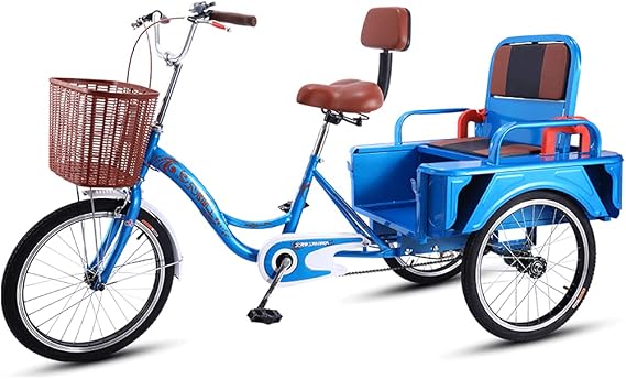 Three Wheel Bike Adult Tricycle 20 Inch Three Wheel Bike Adjustable Backrest Seat Trike Bike Bicycle Simple Modern City Bike for Shopping W/Installation Tools Instructions Cycling Pedalling