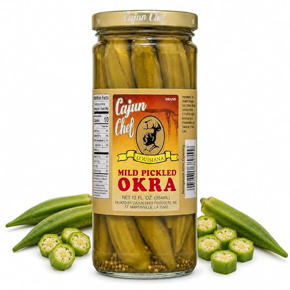 Cajun Chef Mild Pickled Okra, 12 oz, Louisiana Style