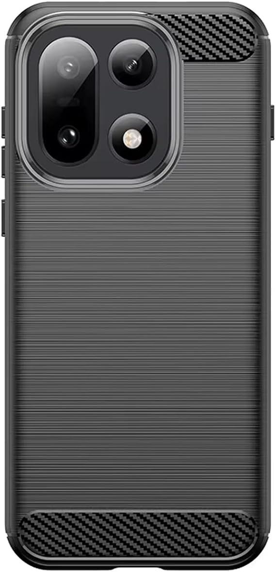 Microcase OnePlus 15 ile Uyumlu Brushed Carbon Fiber Silikon Kılıf - Siyah AL3332