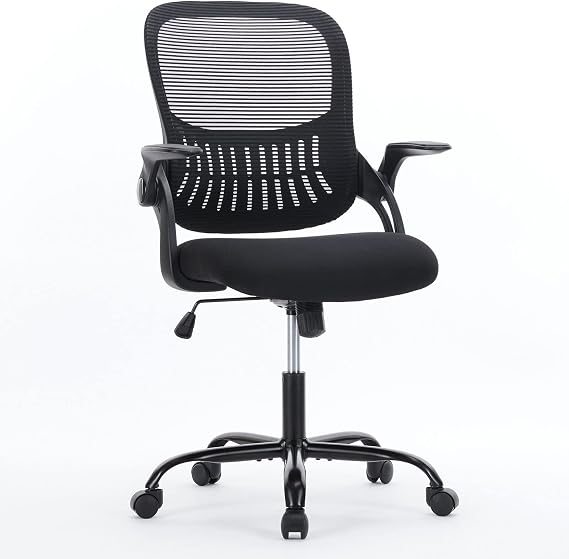 Home Office Chair, Ergonomic Desk Chair with Adjustable Lumbar Support,Mid-Back Mesh Rolling Work Swivel Chairs with Wheels, Computer Chair Executive Chair for Home Office, Black
