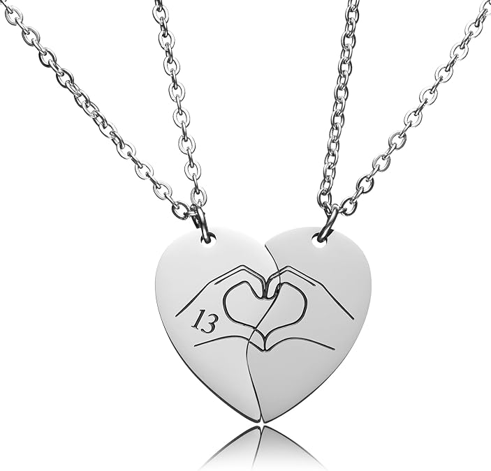 13 Heart Hands Matching Necklaces for 2 Girls BFF Soul Sister Friendship