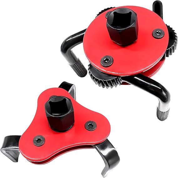 2 PCS Universal Oil Filter Wrench, Adjustable 3-Jaw Oil Filter Removal Tool From 2-1/2 to 4 inch & 3 to 5-1/2 inch, Oil Filter Wrench Change Set Fits 1/2'' & 3/8'' Drive