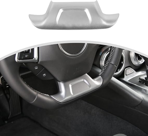 CheroCar for Chevrolet Camaro Steering Button Frame Interior Trim Control Button Frame Decoration Cover for Chevry Camaro 2017-2026 Tape-On Car Custom Accent Interior Accessories(Silver)