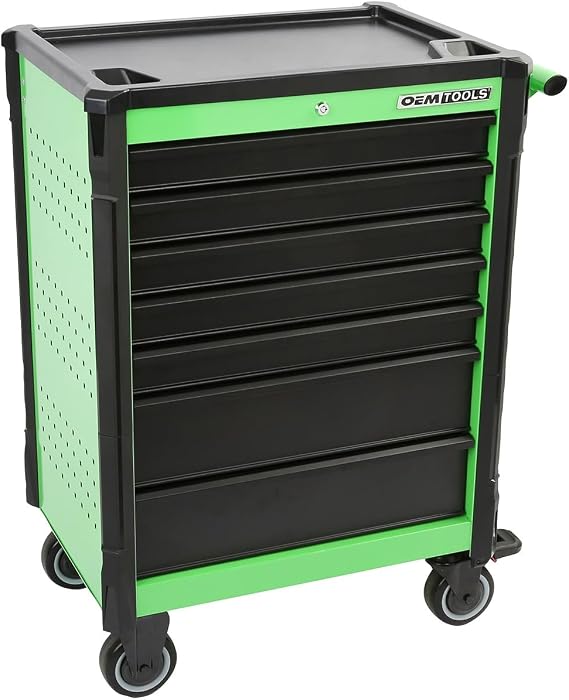 OEMTOOLS 24566 Professional 28" 7-Drawer Tool Cart, Gifts for Men, Dad Gifts, Portable Mechanics Tool Chest, Organize Tools, 8,086 Cubic Inches of Tool Storage