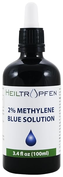 High-Concentration 2% Methylene Blue Solution 3.4 fl oz (100 ml) | Ultra-High Purity | USP Pharma Grade | Third-Party Tested | Formaldehyde-Free | Glass Bottle | Heiltropfen
