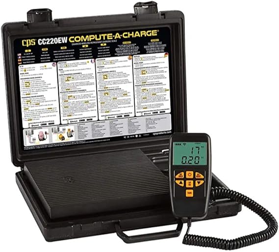 CPS CC220EW Compute-A-Charge 220lb/100kg Semi-Programmable Compact Refrigerant Scale, Bluetooth