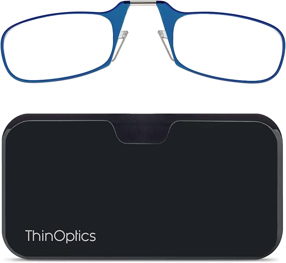 ThinOptics Pod Reading Glasses - Slim Armless Pocket Readers - Black, Blue 2.5x