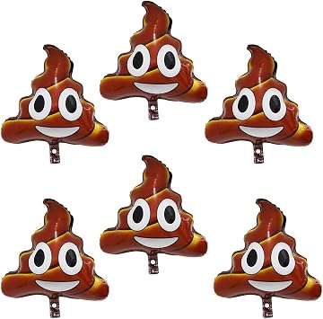 Funny Brown Poop Shaped Balloons, 6 Pack Prank Joke Emoticon Poo Aluminum Foil Balloon For Boy Joke Theme Party Halloween Birthday April Fools Day Retirement Party Decoration Supplies