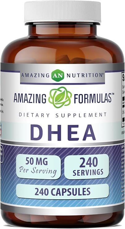 Amazing Formulas DHEA 50 Mg per Serving | Dehydroepiandrosterone | 240 Capsules Supplement | Non-GMO | Gluten-Free | Made in USA