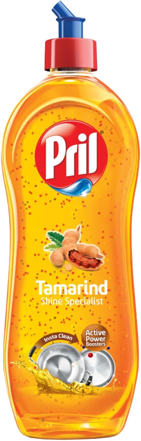 Pril Tamarind Liquid Dishwash Gel - 750 ml | Power of Tamarind for Tough Stains | Leave Utensils Sparkling Clean | Insta Clean Technology | Active Power Boosters