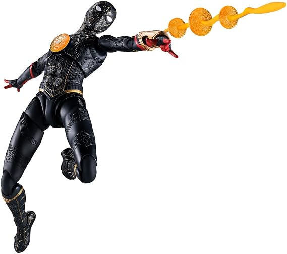 Tamashi Nations S.H. Figuarts Spider-Man Black & Gold Suit Spider-Man: No Way Home, Approx. 5.9 inches 150 mm, ABS & PVC Pre-Painted Action Figure
