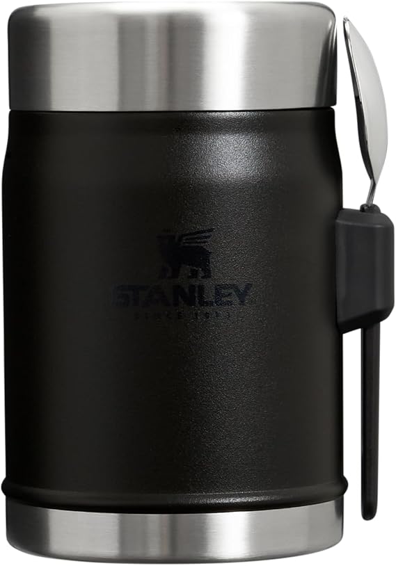 STANLEY Classic Food Jar and Spork | Vacuum Insulated Food Container | Wide Mouth Screw On Lid | Packable for Travel | Stainless Steel with Leakproof Lid | BPA-Free