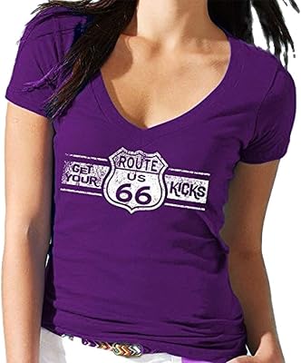 CRAZYDAISYWORLD Route 66 White Logo Womens Vneck