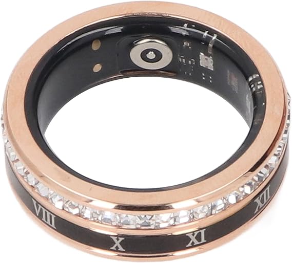 Health Rings for Women Men, Smart Fitness Tracker Roman Numerals Rotatable Wedding Band Gold Smart Ring Health Tracker