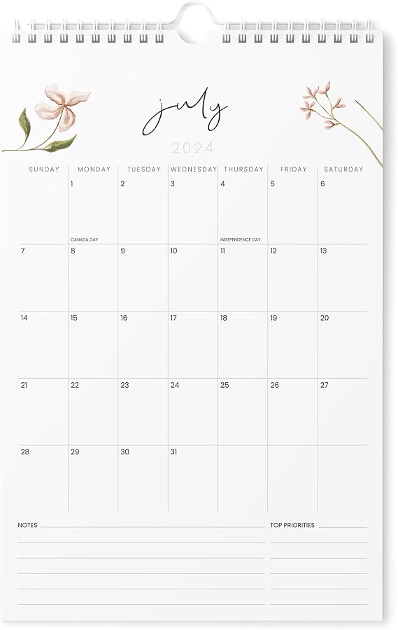 Karto Wall Calendar 2024-2025 11x17 in - Flowers