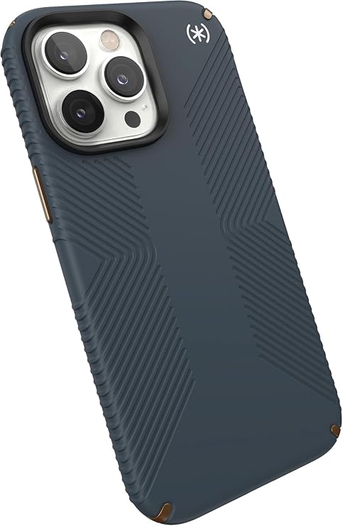 Speck iPhone 14 Pro Max Case - Drop Protection, Scratch Resistant, Dual Layer Slim Phone Case for 6.7 Inch iPhones 14 Pro Max - Presidio2 Grip - (Charcoal/Cool Bronze/White)