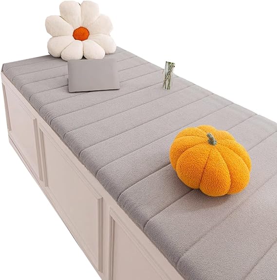 TALCON Soft Bedroom Seat Cushions for Indoor Furniture, Thick Splash-Proof Bay Window Seat Pad, Multiple Sizes Option, Soft Chair Bench Cushion (63x11x2.4inch,Light Gray)