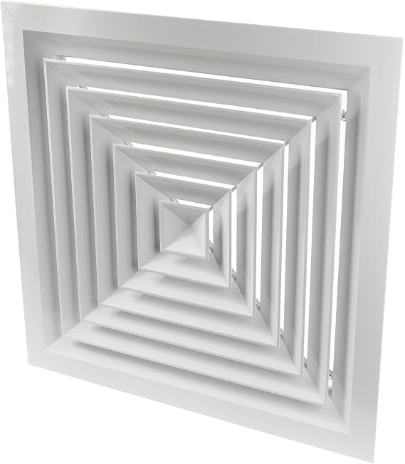 Repa Market 18" x 18" (Neck) Square Aluminum Ceiling Diffuser - Industrial 4 Way Supply Exhaust Ventilation, Air Conditioning - HVAC Horizontal Flow Duct Cover - Office Warehouse 24" x 24" (Outer)