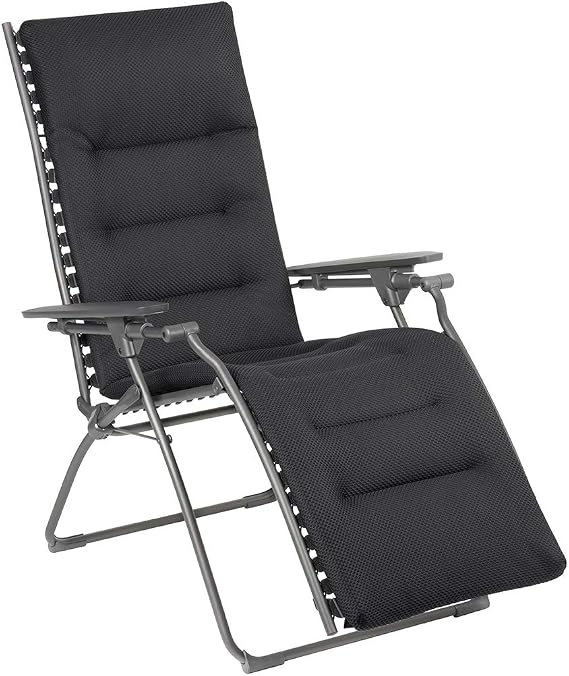 Lafuma Air Comfort Evolution Lounger (Acier, Black) Zero Gravity Reclining Patio Chair
