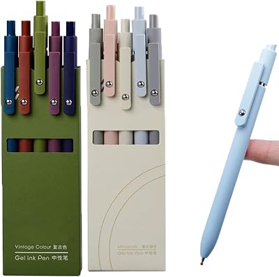 Gel Pens, 5pcs 0.5 mm Black Inkpens, Quick Dry Black Ink Fine Point Soft Touch Roller Ball Gel Ink Pen LightRetro