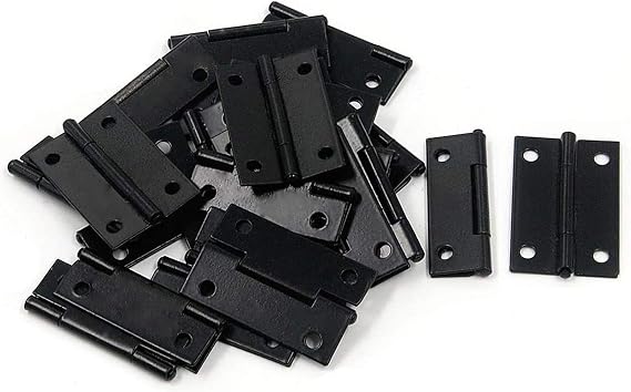 XMHF Folding Butt Hinge, Cabinet Gate Closet Door Hinge 1-1/2'' Long Home Furniture Hardware with Mounting Screws Black, Pack of 12