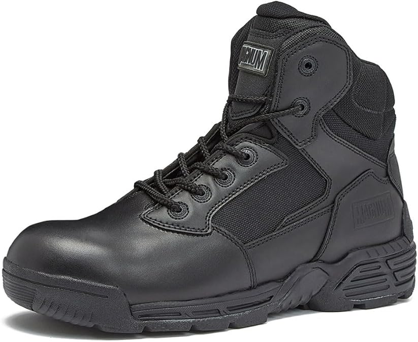 Magnum Stealth Force Waterproof Tactical Boots for Men, Military Combat Boots Men, Black Work Boots with Side Zipper - Back, Extra Wide