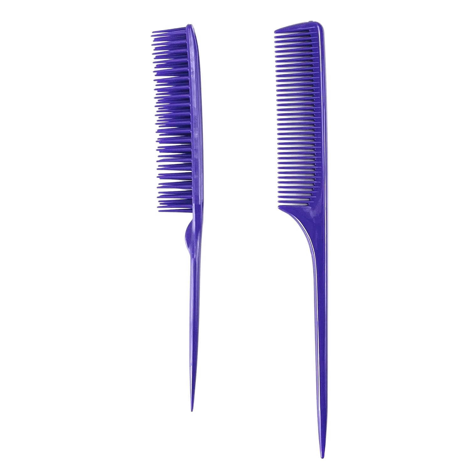 Allegro Combs Rat Tail And Three Row Combs For Women Parting Hairstylist Wide Tooth Comb Detangling Hair Styling Apply Product In Curly Hair Made In The USA 2 Pcs. Purple