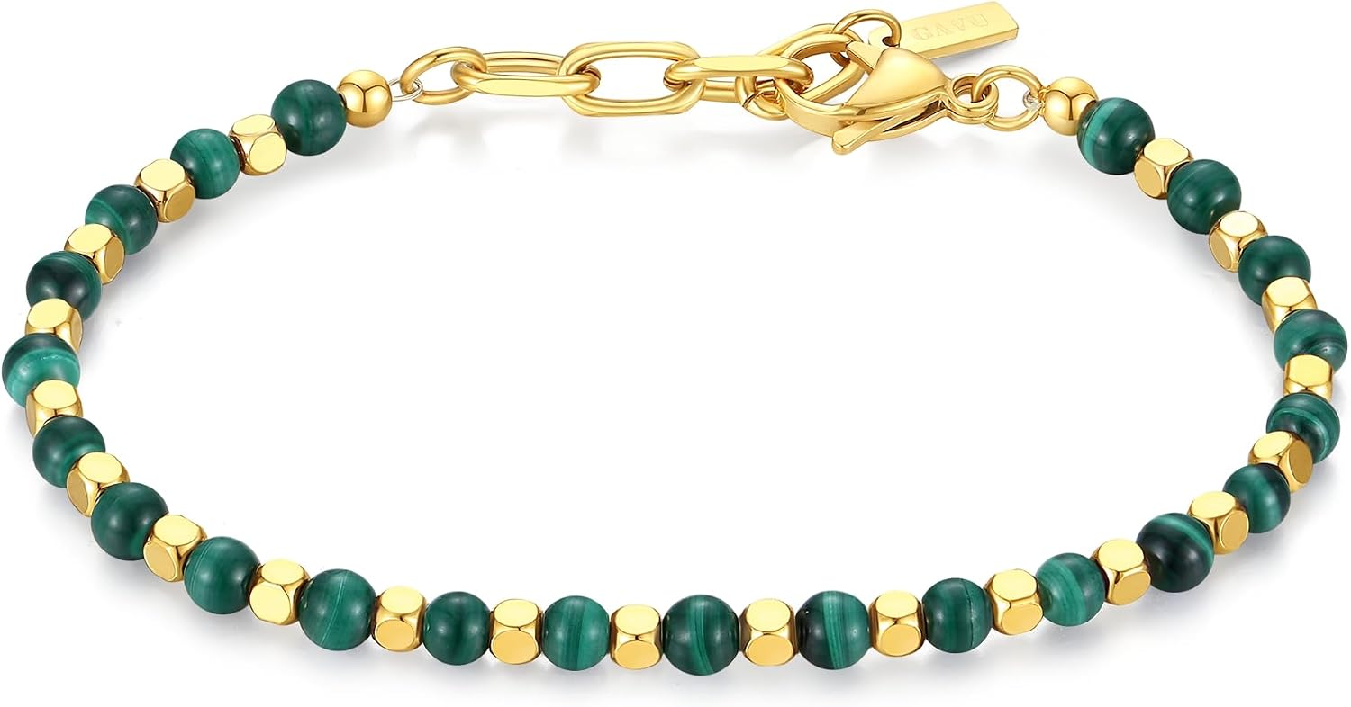 GAVU Men’s Stainless Steel Cubic Beaded Bracelet, Crystal Bracelet for Men