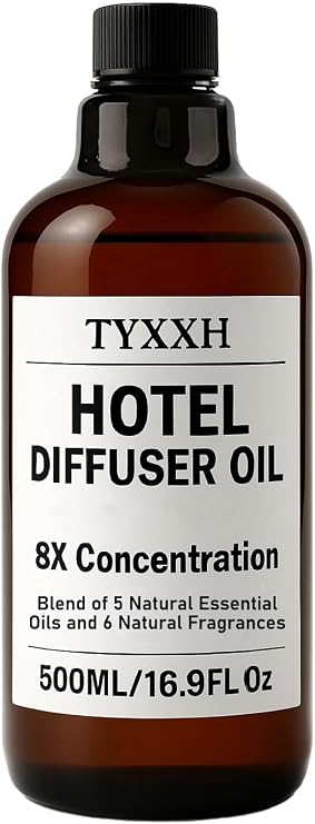 Hotel Diffuser Oil, Inspired by 5 Star Hotel - Lemon, Floral, Musk - Natural Scented Aromatherapy Essential Oil for Waterless & Cold Air Diffusers, Long-Lasting Aroma for Home, Spa - 16.9Fl Oz