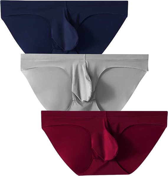 Underwear briefs for mens U Pouch trunks sexy male elephant nose trunks ice silk bugle summer panties 3 Pack
