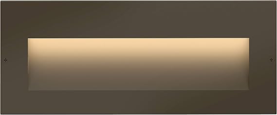 Hinkley Taper 1565BZ Wide Horizontal 12v Landscape Step Light, Aluminum, Low Voltage, Recessed Mount, Integrated LED, Safe for Wet Conditions, Bronze Finish with Etched Glass Lens