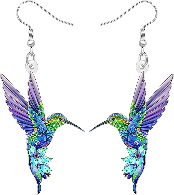 Acrylic Hummingbird Earrings Dangle Cute Bird Gifts for Women Jewelry Animal Charms