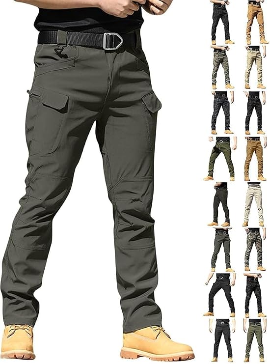 Flexcamo -Tactical Waterproof Pants Tactical Pant for Men Relaxed Fit Work Camo Hiking Cargo Pants Multi Pockets