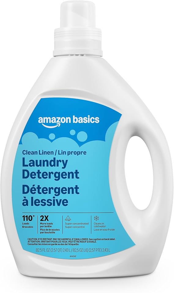 Amazon Basics Concentrated Liquid Laundry Detergent, Clean Linen, 110 loads, 82.5 Fl Oz, Packaging May Vary