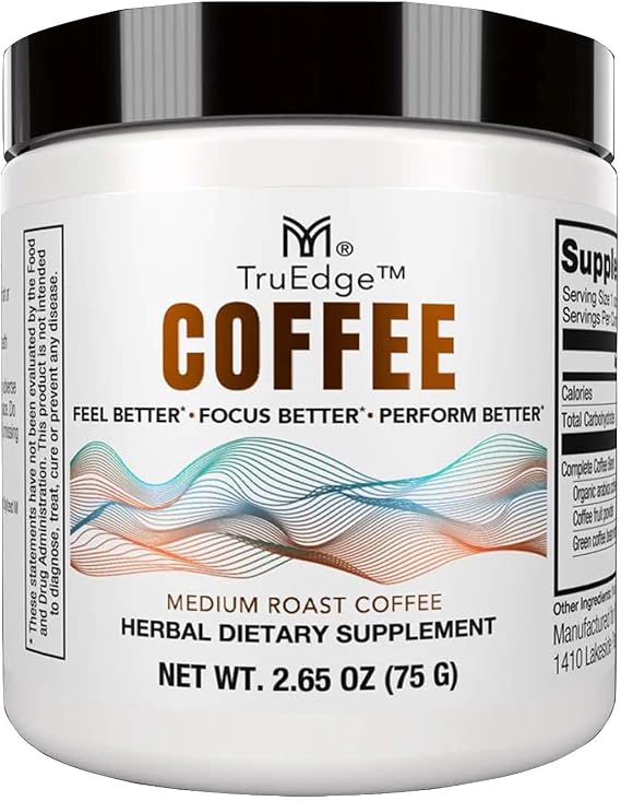Mannatech - TruEdge Coffee - Medium Roast - 2.65 oz | Contains Caffeine, L-Theanine, Colostrum, Zynamite, Supports Alertness, Endurance, Daily Performance, Convenient Mix