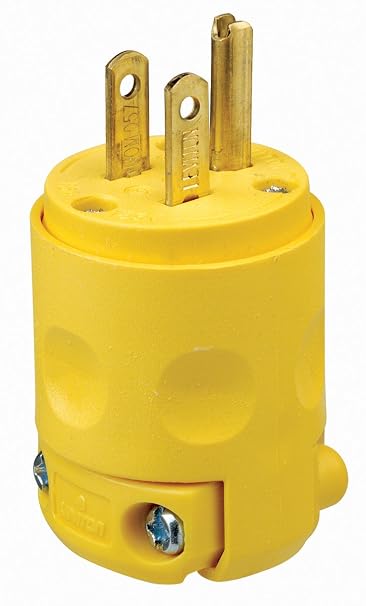 Leviton 15 Amp, 125 Volt, Grounding Plug, 515PV, Yellow