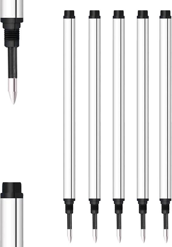 DunBong 5-Pack 0.5mm Threaded Rollerball Refills, Medium Point - Red