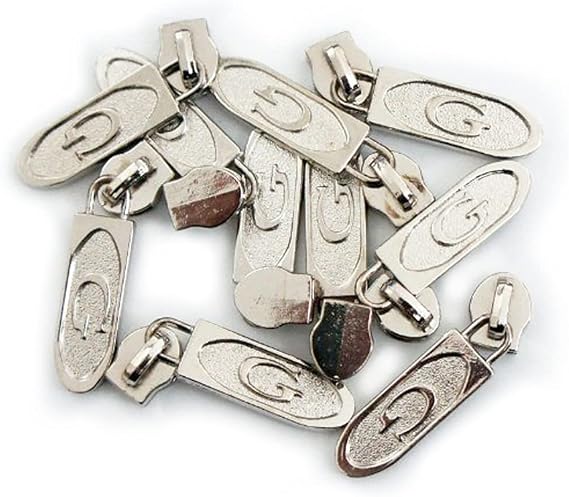 PB04 Silver 'G' Zip Pull with Head Slider - pack of 10