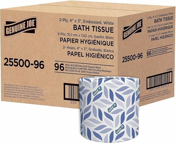Genuine Joe - GJO2550096 2-ply Standard Bath Tissue Rolls (Pack of 96 Rolls)