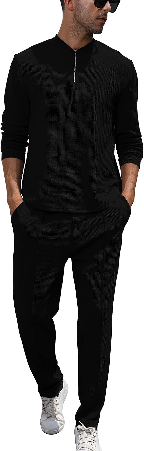 FZNHQL Fashion Men's Tracksuits 2 Piece Casual Athletic Jogging Outfits Short/Long Sleeve Track Suits for Men Set