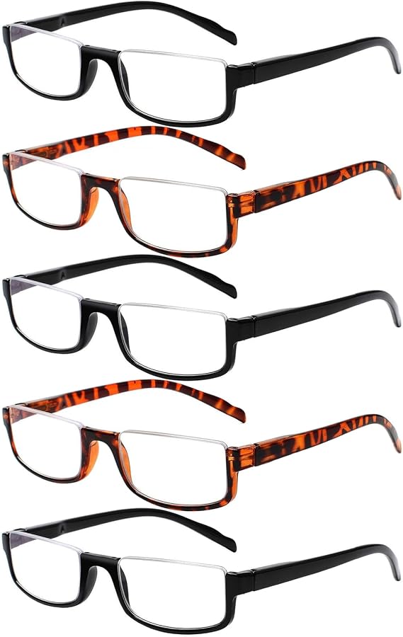 Kerecsen Half Frame Reading Glasses for Men & Women, Lightweight Comfort-Fit Design with Spring Hinges