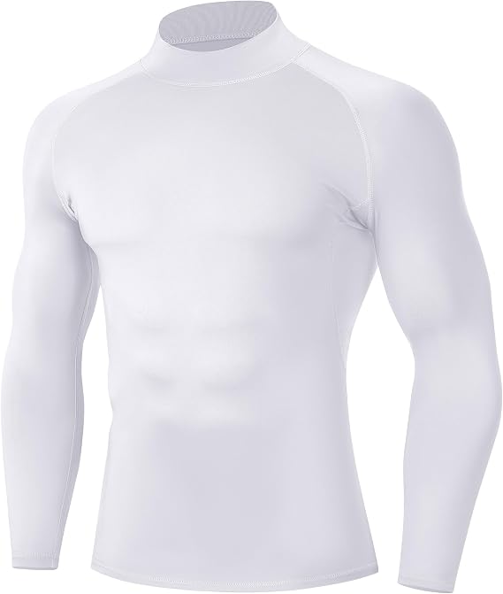 Runhit Men's Compression Shirts Long Sleeve Mock Turtleneck Undershirts Quick Dry Athletic Workout Running Base Layer